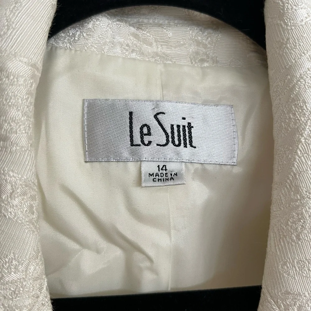 Le Suit Bridal White Jacquard Blazer - Size 14 - Picture 6 of 11